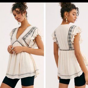Free People Falling Water Embroidered Tunic Size S